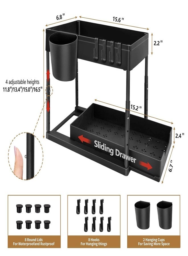 SIMESTICH منظمات ووحدات تخزين تحت الحوض من سيمستيك للحمام والمطبخ، منظم خزائن مع سلال منزلقة، ارتفاع قابل للتعديل، متعدد الأغراض (التصميم 2) - Image 3